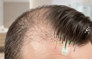 Hair regrowth process showing improved follicle activity with bhringraj use