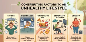 Common causes of low testosterone including stress, poor sleep, and unhealthy lifestyle habits.