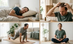 Healthy lifestyle habits like sleep, exercise and scalp care to stop stress hair loss