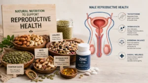 Zinc and selenium-rich foods that help improve male fertility and reproductive function.