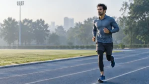 Indian man jogging to illustrate physical endurance and stamina